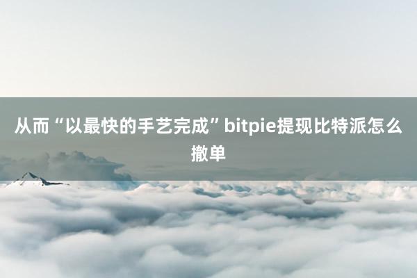 从而“以最快的手艺完成”bitpie提现比特派怎么撤单