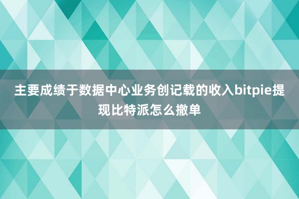 主要成绩于数据中心业务创记载的收入bitpie提现比特派怎么撤单