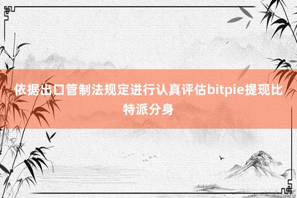 依据出口管制法规定进行认真评估bitpie提现比特派分身