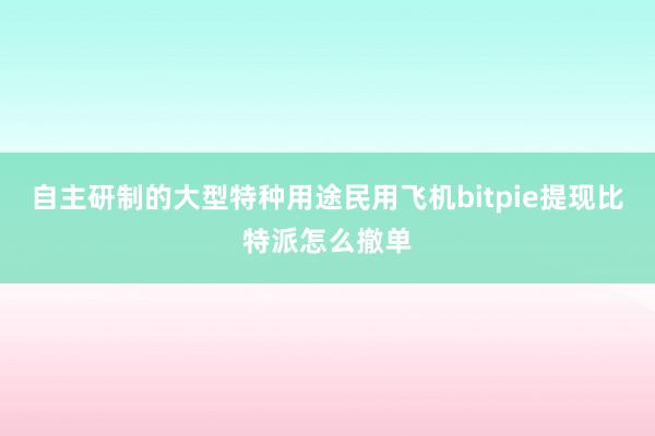 自主研制的大型特种用途民用飞机bitpie提现比特派怎么撤单