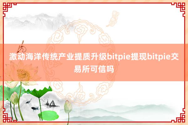 激动海洋传统产业提质升级bitpie提现bitpie交易所可信吗