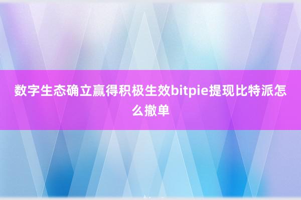 数字生态确立赢得积极生效bitpie提现比特派怎么撤单