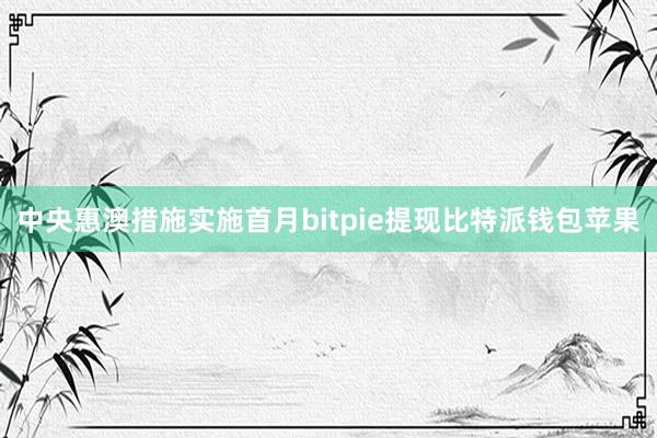 中央惠澳措施实施首月bitpie提现比特派钱包苹果