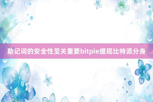 助记词的安全性至关重要bitpie提现比特派分身