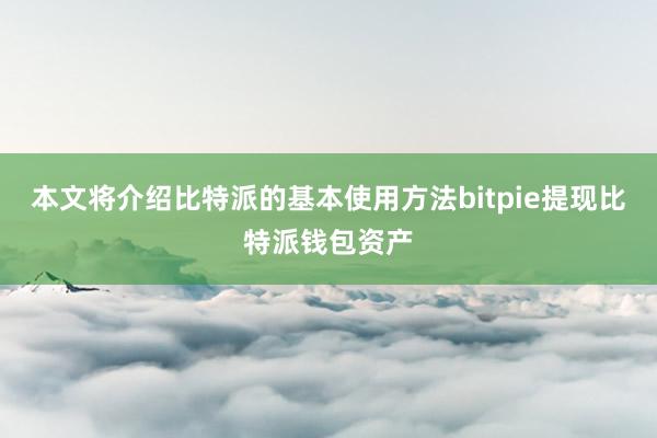 本文将介绍比特派的基本使用方法bitpie提现比特派钱包资产