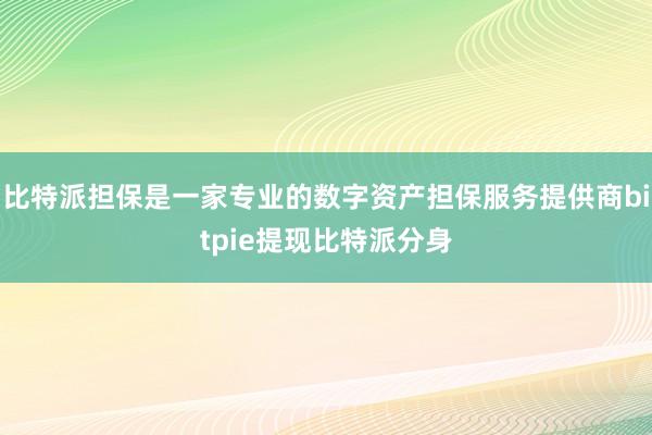 比特派担保是一家专业的数字资产担保服务提供商bitpie提现比特派分身