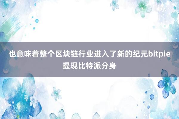 也意味着整个区块链行业进入了新的纪元bitpie提现比特派分身