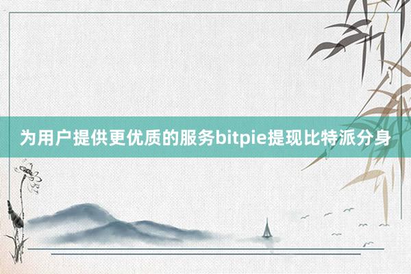 为用户提供更优质的服务bitpie提现比特派分身