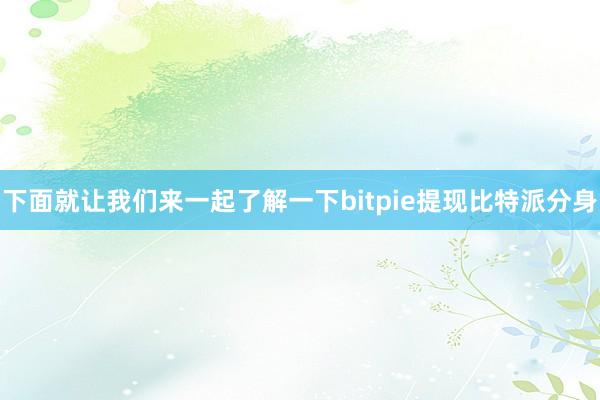 下面就让我们来一起了解一下bitpie提现比特派分身