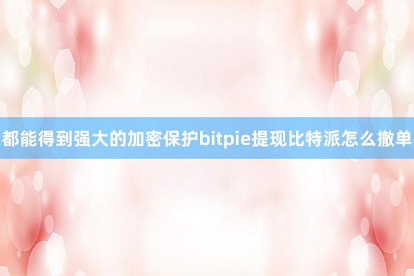 都能得到强大的加密保护bitpie提现比特派怎么撤单