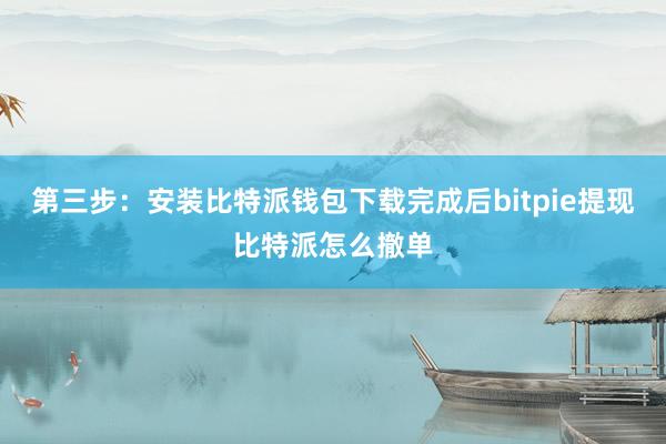 第三步：安装比特派钱包下载完成后bitpie提现比特派怎么撤单