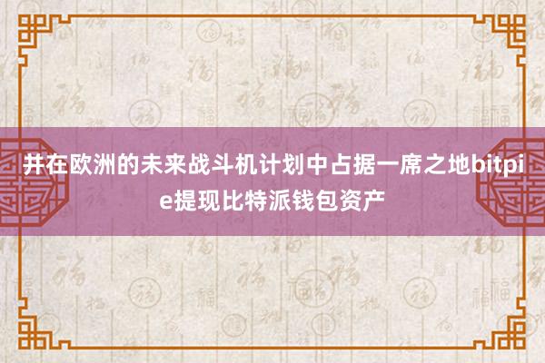 并在欧洲的未来战斗机计划中占据一席之地bitpie提现比特派钱包资产