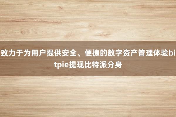 致力于为用户提供安全、便捷的数字资产管理体验bitpie提现比特派分身