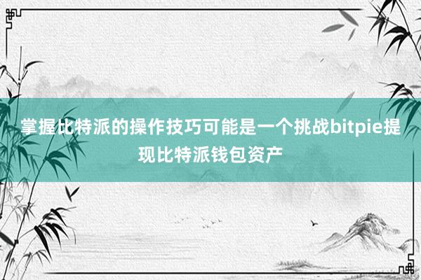 掌握比特派的操作技巧可能是一个挑战bitpie提现比特派钱包资产