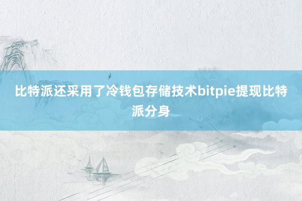 比特派还采用了冷钱包存储技术bitpie提现比特派分身