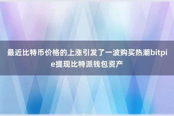 最近比特币价格的上涨引发了一波购买热潮bitpie提现比特派钱包资产