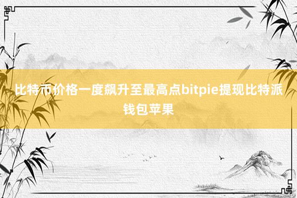 比特币价格一度飙升至最高点bitpie提现比特派钱包苹果