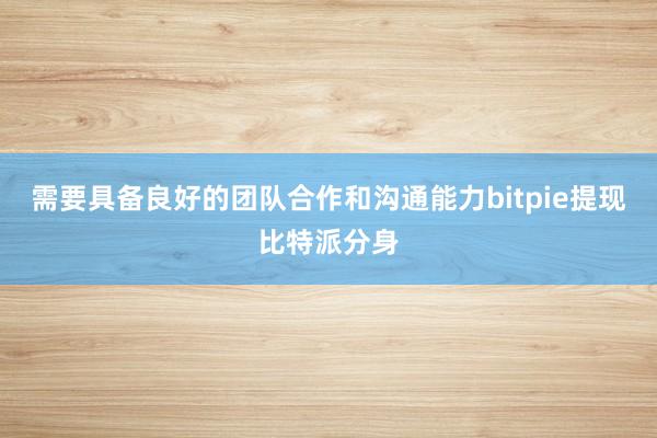 需要具备良好的团队合作和沟通能力bitpie提现比特派分身