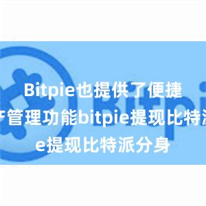 Bitpie也提供了便捷的资产管理功能bitpie提现比特派分身