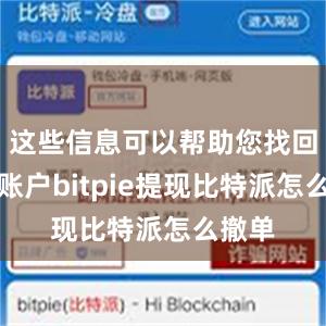 这些信息可以帮助您找回您的账户bitpie提现比特派怎么撤单